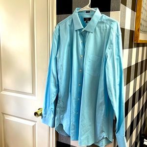 Jcrew sky blue pattern button down shirt XL 17- 17.5
